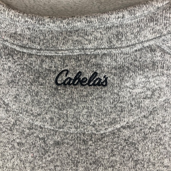 Cabelas Heathered Fleece Pullover Sweater Gray Zipper Pockets Men's XL - Picture 5 of 10